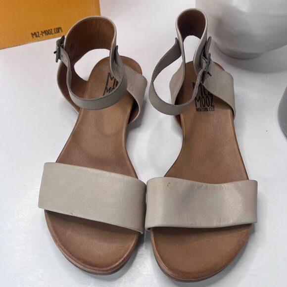 Miz Mooz New York Alanis Leather Sandal Cream Ankle Strap Buckle Women's US 6 - Picture 4 of 11
